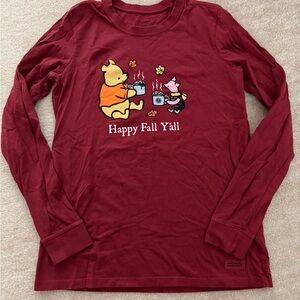 Disney Life is Good Women’s Maroon Long Sleeve Tee with Winnie the Pooh